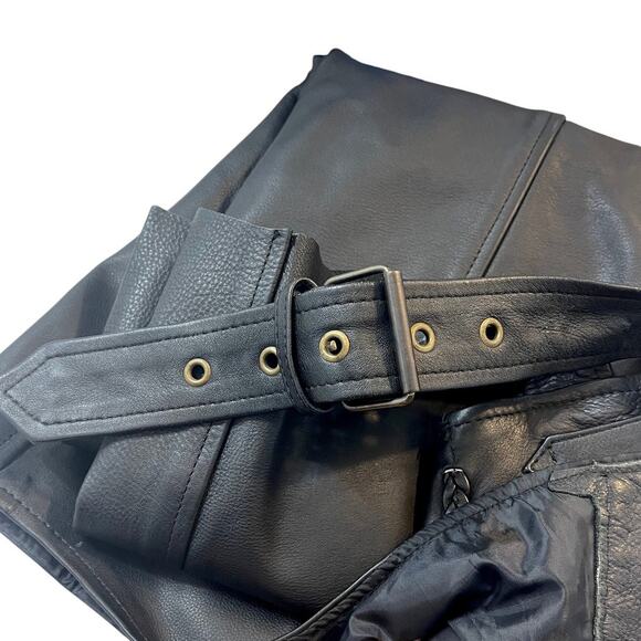 Bison Trading Co Vintage Leather Motorcycle Chaps Mens XXL Black - Picture 9 of 9